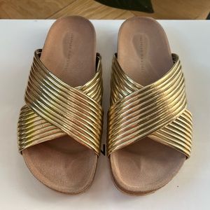 Loeffler Randal Golden Sandals Size 7.5